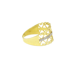 Anel Infinitos Cora��es Vazado em Ouro 18 Kilates � 25450