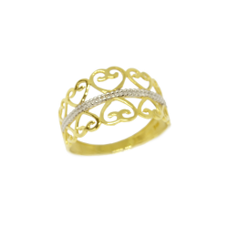 Anel Infinitos Cora��es Vazado em Ouro 18 Kilates � 25450