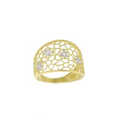 Anel Infinitas Flores Vazado em Ouro 18 Kilates � 25451