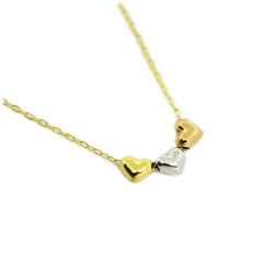 Colar Cora��o Tricolor em Ouro 18 Kilates � 25458