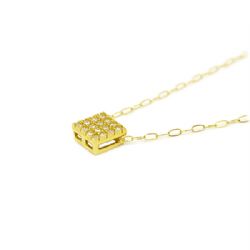 Colar Ponto de Luz Quadrado com Zirc�nia em Ouro 18 Kilates � 25459