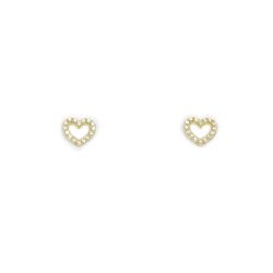 Brinco Cora��o Mimo Vazado com Zirc�nia em Ouro 18 Kilates � 25461