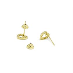 Brinco Cora��o Mimo Vazado com Zirc�nia em Ouro 18 Kilates � 25461