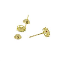 Brinco Redondo com Zirc�nias Vermelho em Ouro 18 Kilates � 25463